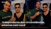 Flávio vai a evento do agro e grava recado de Zezé Di Camargo ao pai: ‘É muito importante para nós’