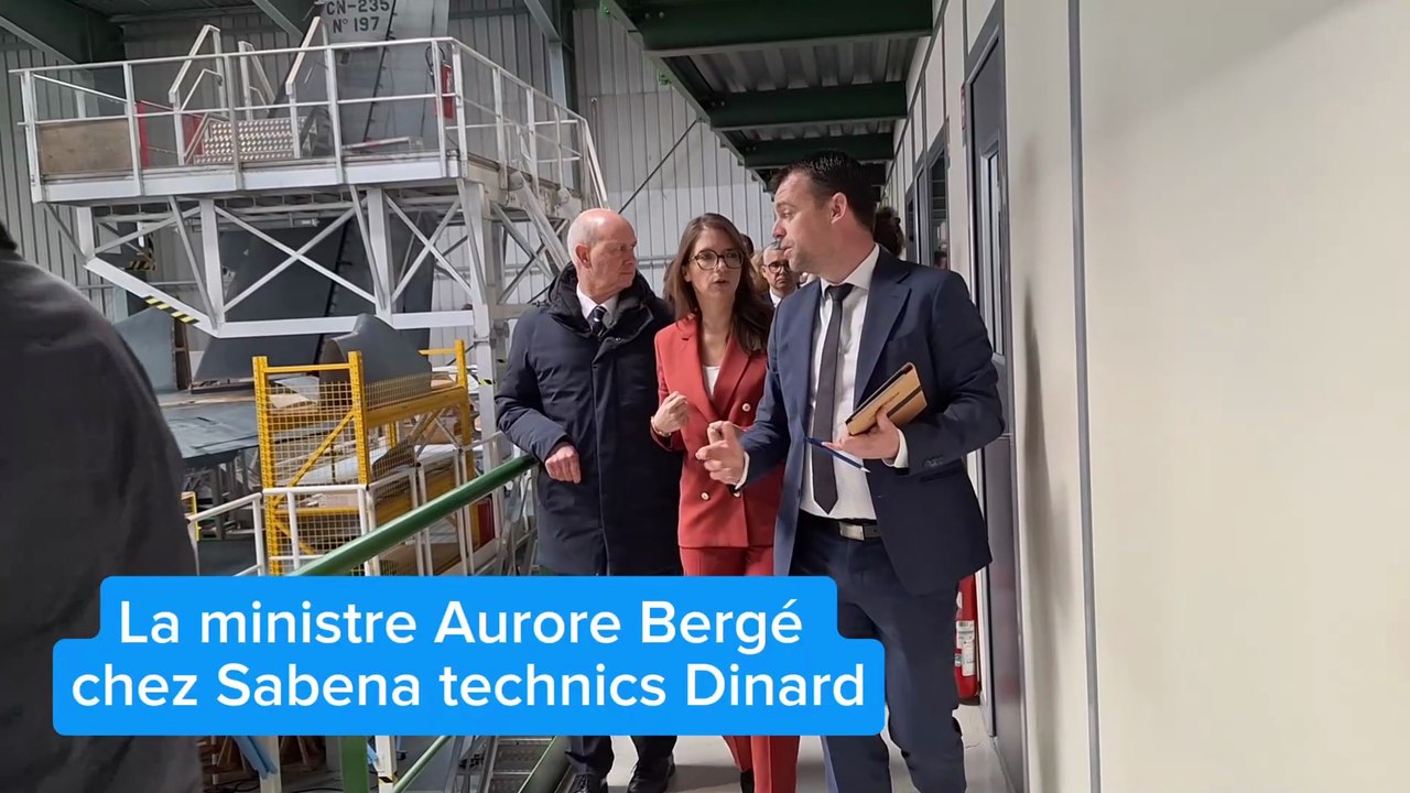 La ministre Aurore Bergé en visite chez Sabena technics, près de Dinard