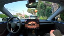 Tesla Car Driving Without Driver Around LA
