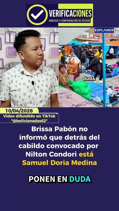 Brissa Pabón no informó que detrás del cabildo convocado por Nilton Condori está Samuel Doria Medina