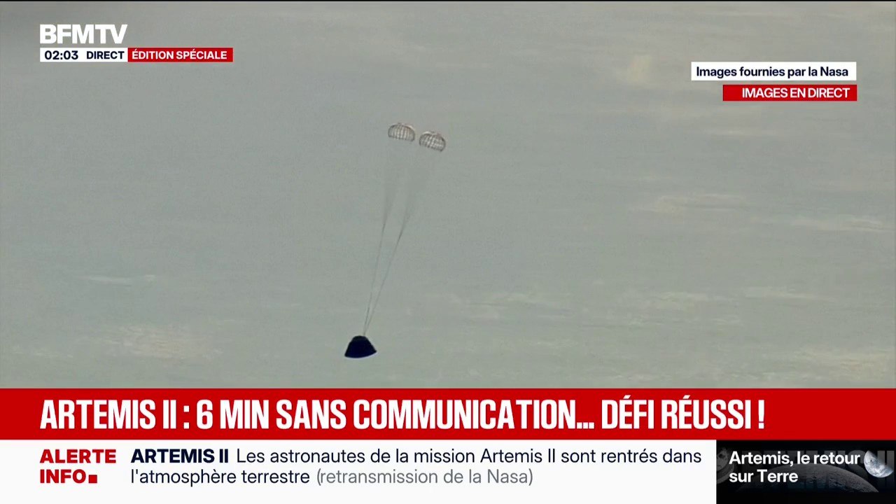 Retour d'Artémis II: la capsule Orion ouvre ses premiers parachutes avant d'amerrir