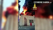Porto Torres, spaventoso incendio in zona industriale