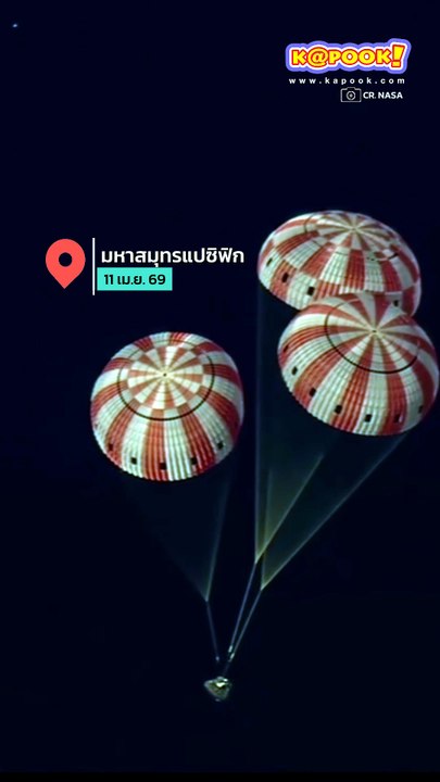 วินาที 4 นักบินอวกาศจากภารกิจ Artemis II ลงจอดในมหาสมุทรแปซิฟิก
