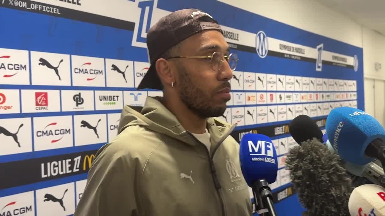 Pierre-Emerick Aubameyang soulagé après son but et la victoire de l’OM face au FC Metz