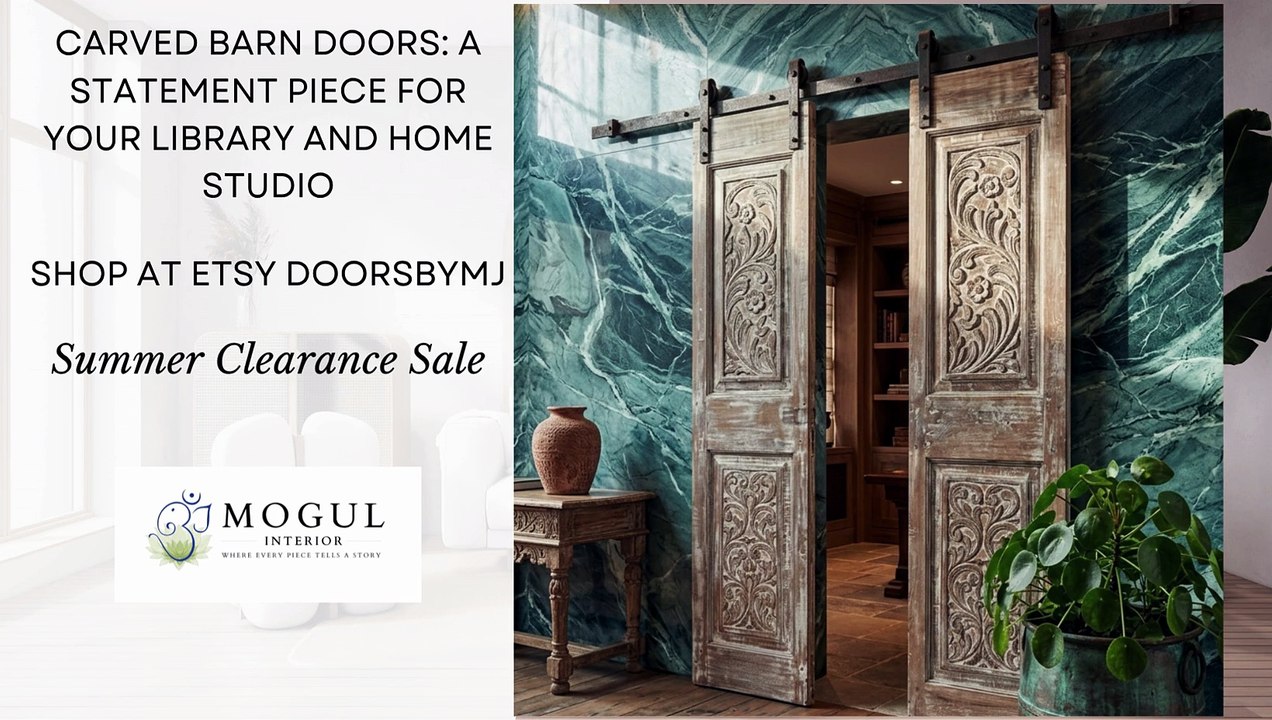 Carved Barn Doors: A Statement Piece for Your Library and Home Studio