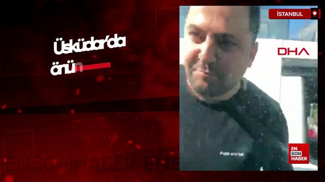 Üsküdar’da önünü kestiği aracın camını yumrukladı
