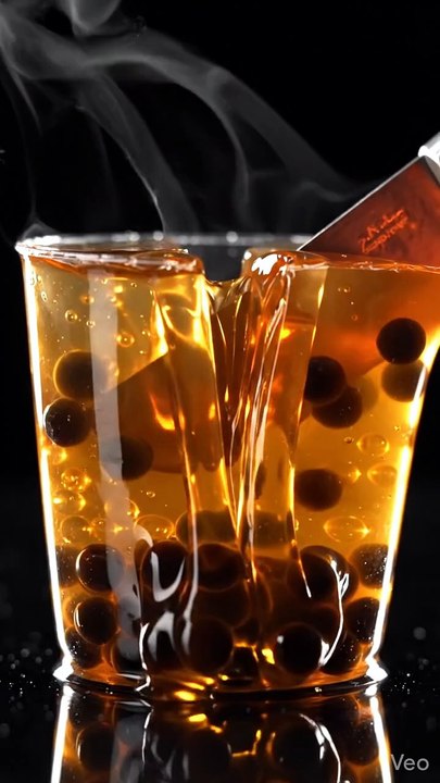 Satisfying Blade Slice Through Bubble Tea 🧋 #ASMR