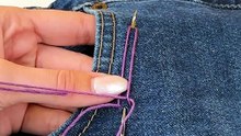 One stitch at a time for this jeans embroidery hack💜