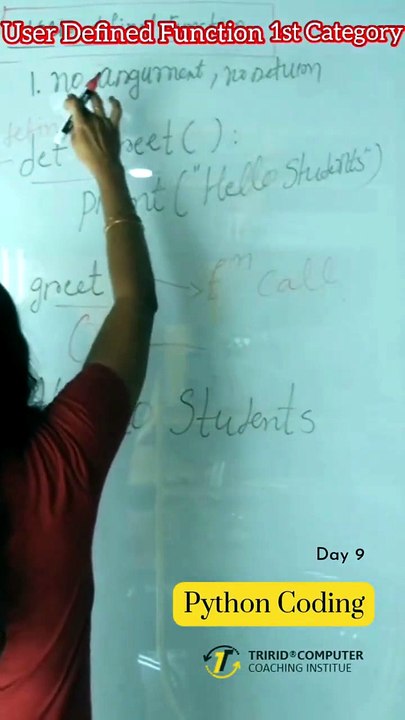 Day 9 Python Programming at TCCI - User Defined Function 1st Category