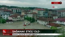 Samsun Havza'da kuvvetli sağanak etkili oldu, dere taştı