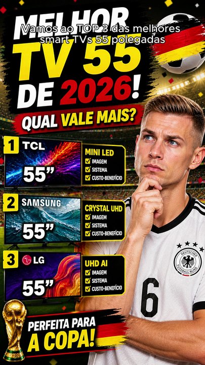 As 3 Smart TVs 55” Que Mais Valem a Pena em 2026 no custo-benefício!