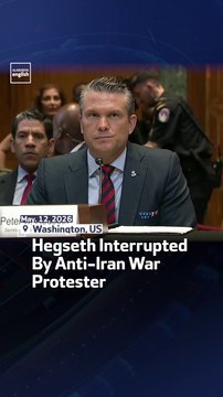 Hegseth Interrupted By Anti-Iran War Protester