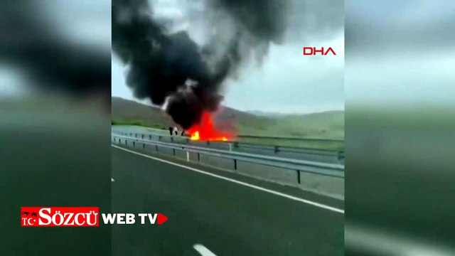 Elazığ’da seyir halindeki otomobilde yangın