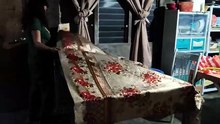 Tiya Janet Replaces the Old Table Mat with a New Gold Floral Design