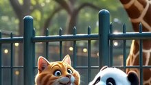 Chubby Cat 😻🐼🦒  Tiny Panda & Giraffe Cute Scenes!