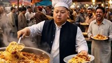 What if Kim Jong Un started selling biryani in a desi maveeshi mandi? 😂🍛 This hilarious AI-generated meme reel shows Kim Jong serving “Atomic Biryani” in a chaotic bakra mandi with goats, funny reactions, and desi viral vibes. Perfect TikTok meme, Insta