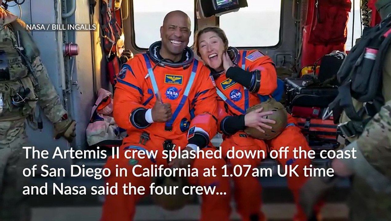 First manned Moon mission in more than 50 years splashes down after epic voyage