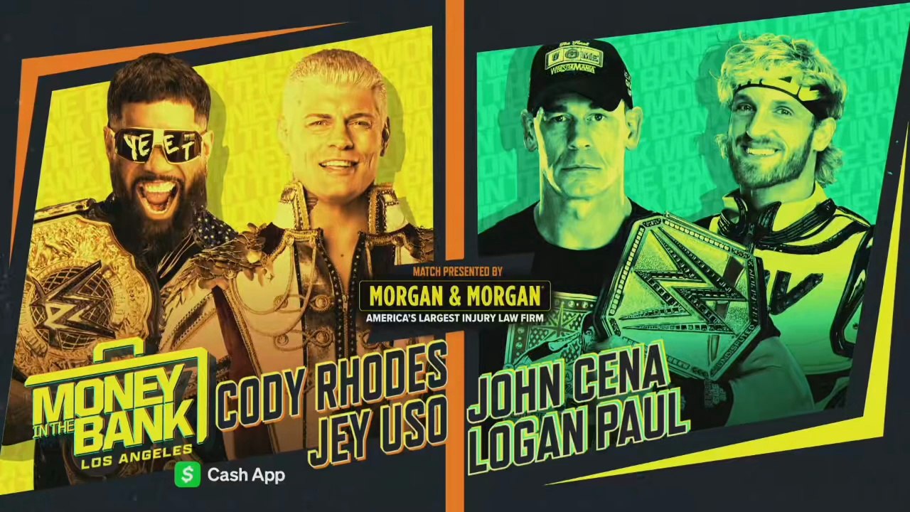 WWE Money In The Bank 2025 - Cody Rhodes & Jey Uso vs Logan Paul & John Cena (Tag Team Match)