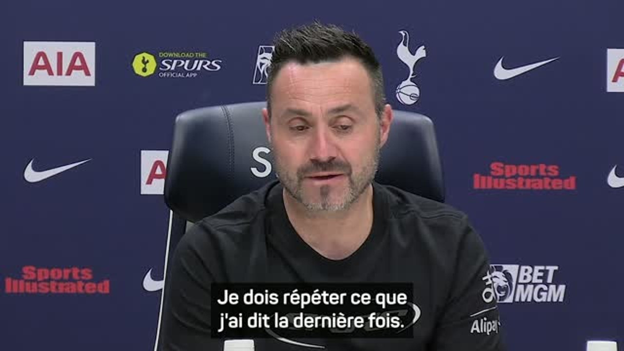 Tottenham - De Zerbi "pas surpris" par la réaction négative des supporters