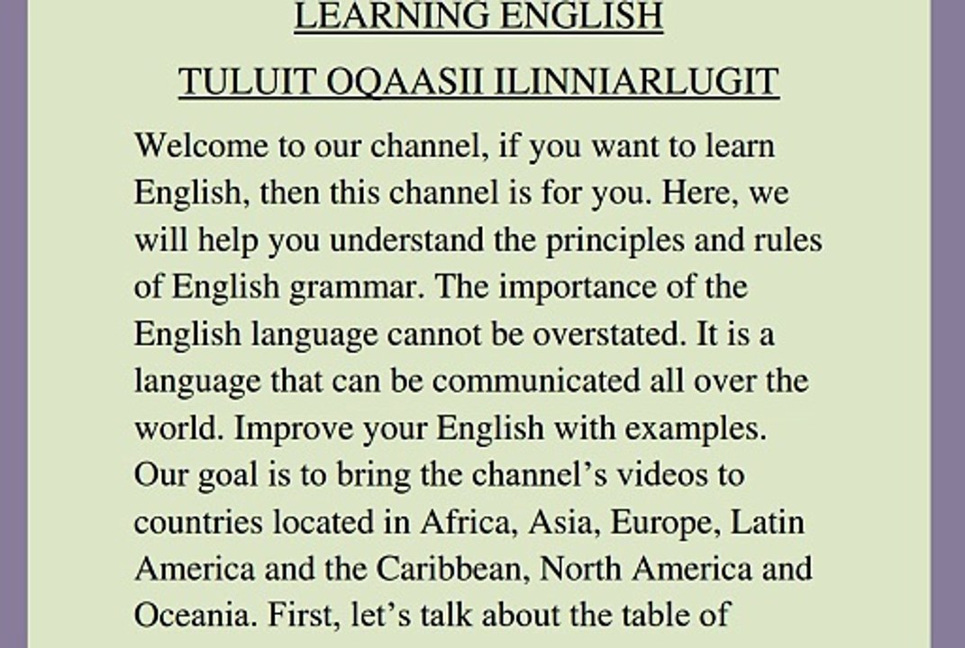 TULUIT OQAASII ILINNIARLUGIT(IMAQ TABEL)in kalaallisut