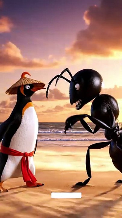 Penguin vs ant funny Fight #short # funny