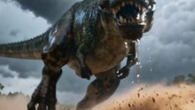 T-Rex gigante corriendo bajo la tormenta | Vídeo IA cinematográfico
