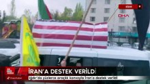Iğdır’da yüzlerce araçlık konvoyla İran’a destek verildi