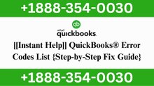 [[Instant Help]] QuickBooks® Error Codes List {Step-by-Step Fix Guide}
