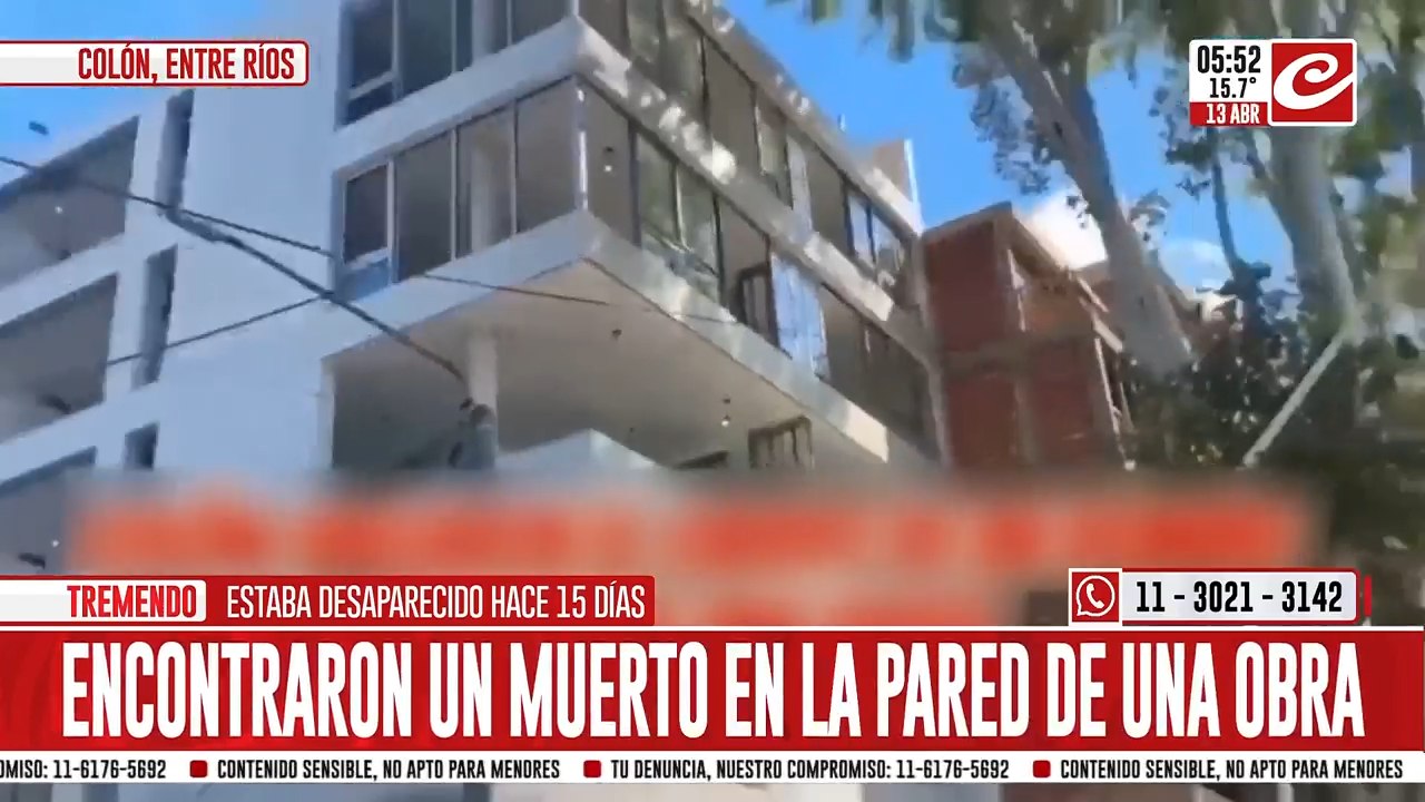 Horror en una obra en construcción: encontraron un hombre muerto y oculto en una pared
