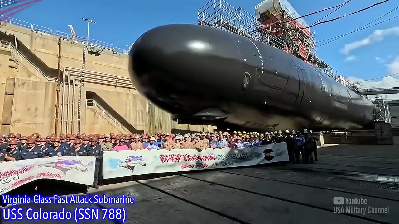 Inside the Dry Dock Massive Nuclear Submarine Launch U.S. Navy Virginia-Class