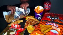 ASMR EATING GAME DAY FOOD IDEAS JERRY NO TALKING CHEESE PIZZA SAUCE DORITOS CRUNCHY CHIPS MUKBANG