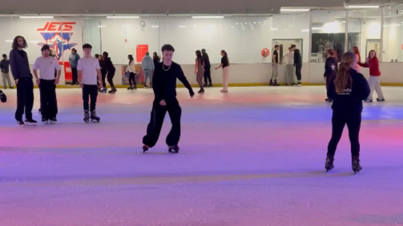 Young Skater Goes For Excellence With Spins And Flips But Slips On Ice