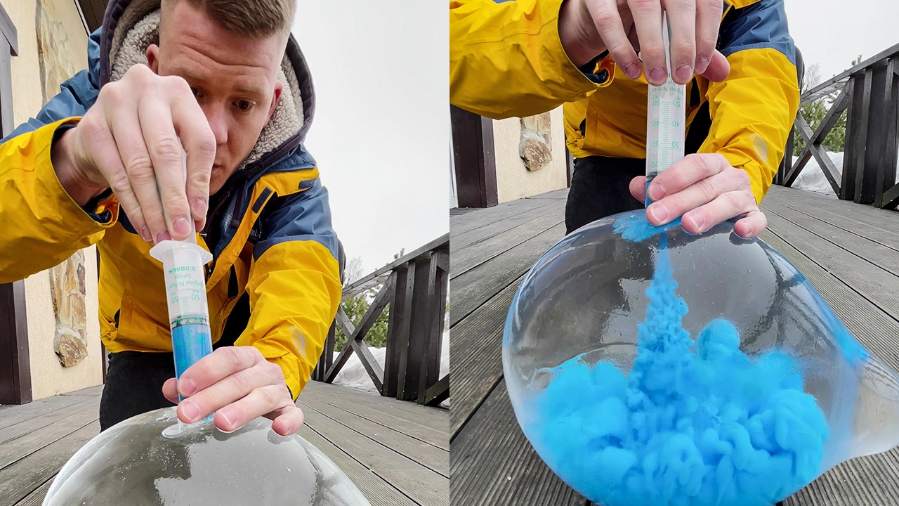 ASMR Ice Balloon | Crushing a Colorful Ice Balloon Filled with Paint