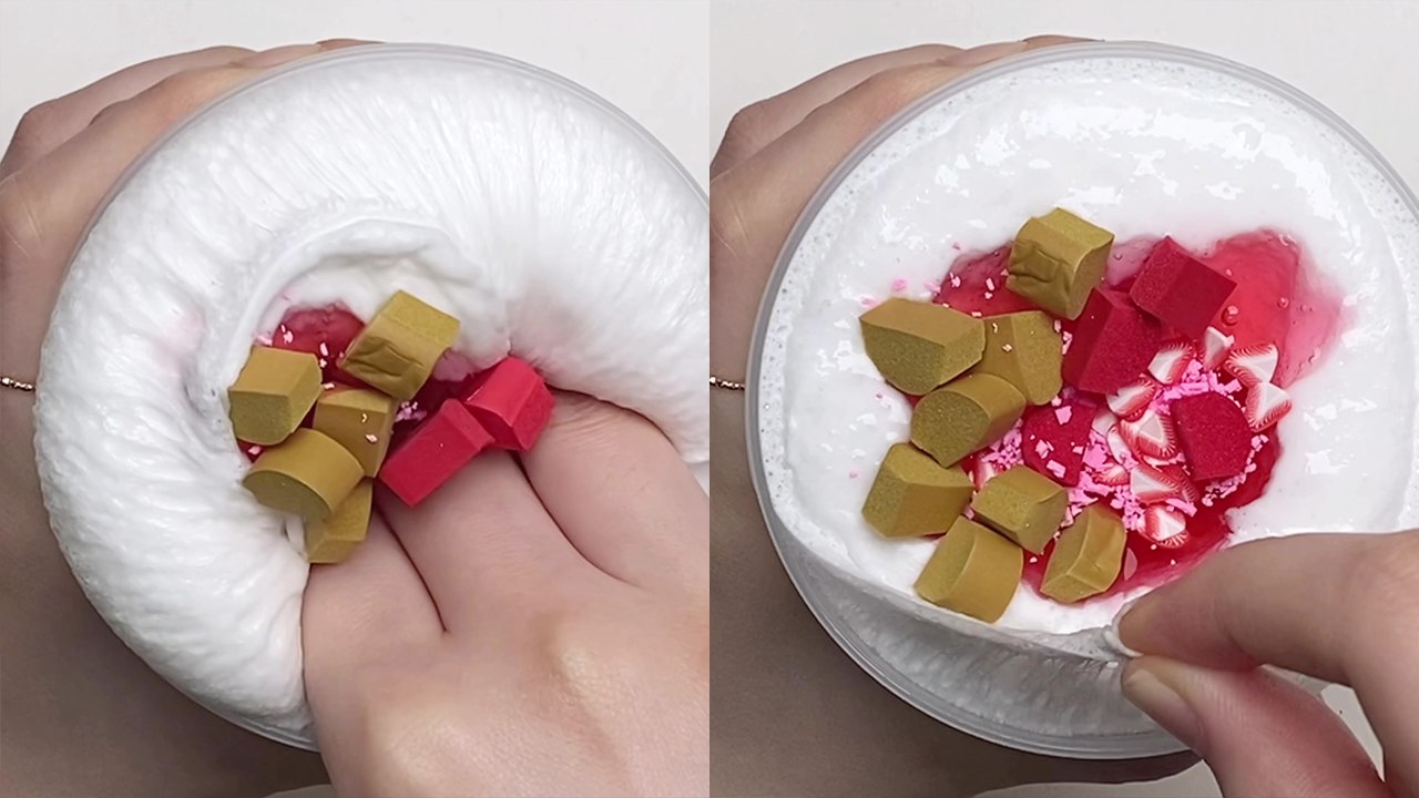 This video of 'Fold Tart Berry' slime being manipulated is utterly CALMING