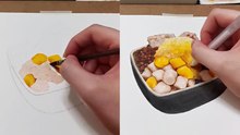 IMPRESSIVE 'time-lapse photography of watercolor painting process' of fruit bowl