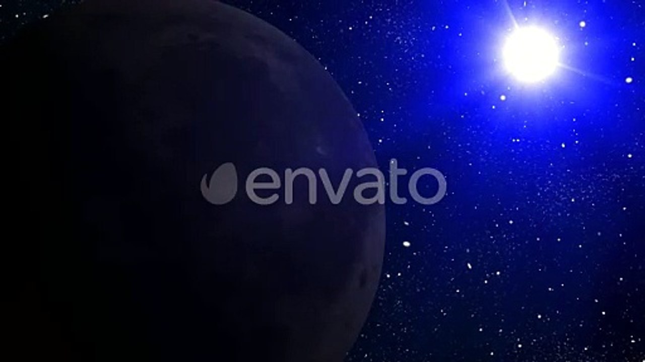 Rotating Planet and Bright Star in Deep Space