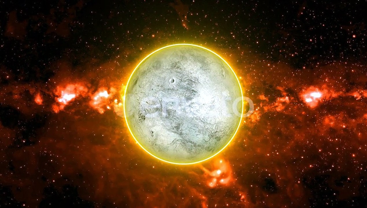 Rotating Planet with Glowing Aura in Nebula