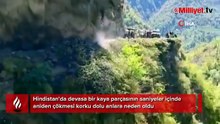 Facianın eşiğinden dönüldü... Devasa kaya saniyeler içinde aniden çöktü