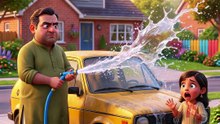 Pixar Style Funny Animation | Man Waters His Car to Grow a Bus 😂 | #shorts #ai #cartoon
