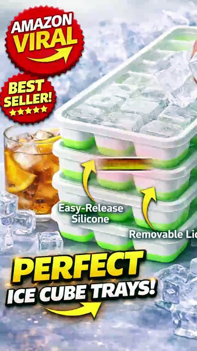 Ice Cube Tray with Lid – Stackable Easy Release Ice Cube Trays for Freezer