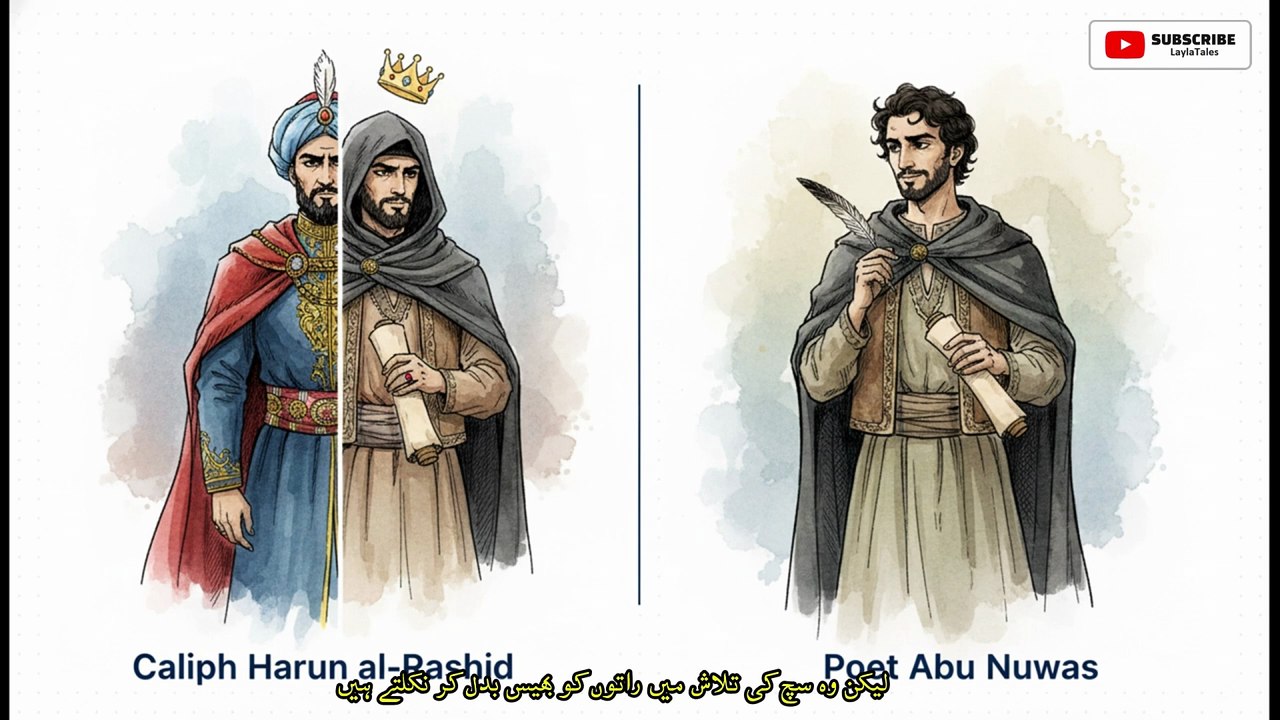 Abu Nowas With the Three Boys and the Caliph Harun al-Rashid (Nights 382–383)