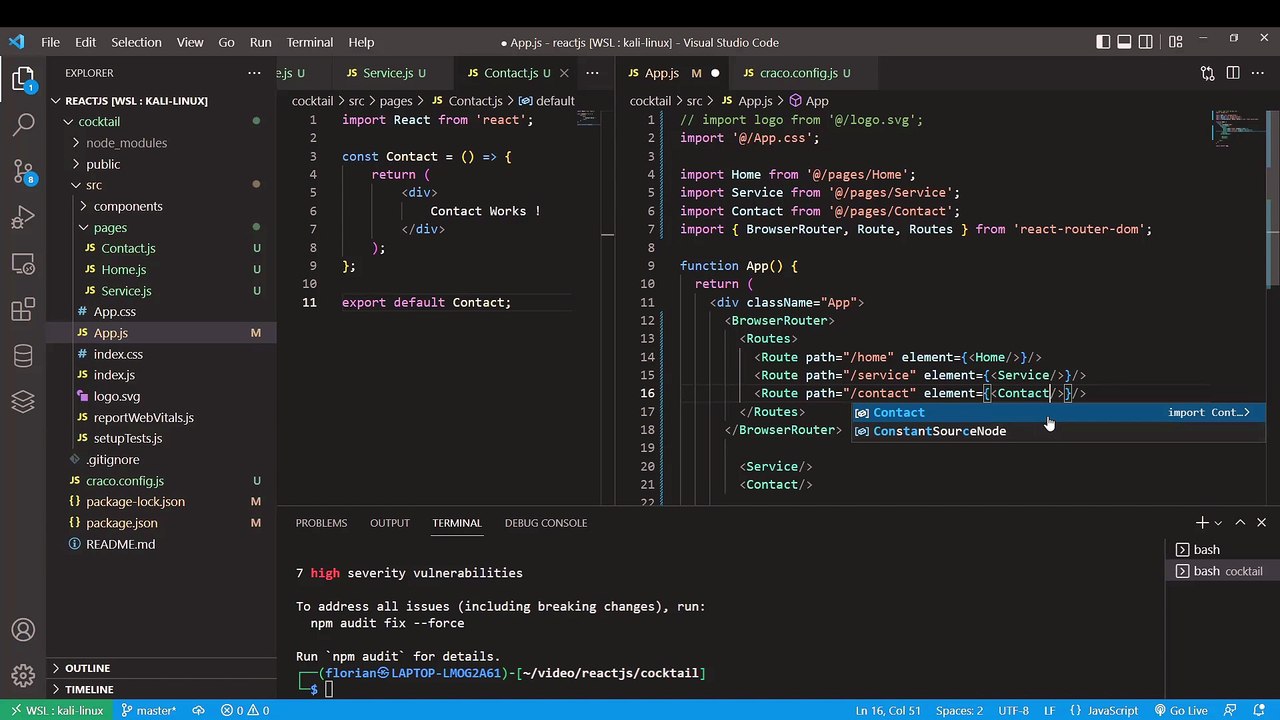 REACTJS 18 JWT 5/38 - Routage de la partie public