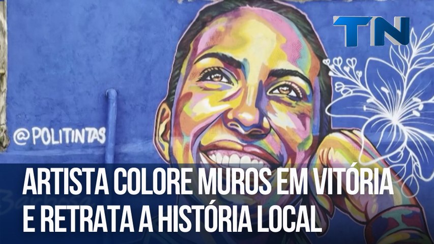 Artista colore muros em Vitória e retrata a história local