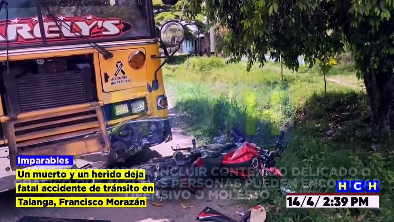 Un joven muerto y otro herido deja colisión entre motocicleta y bus en el desvío a Cedros, Francisco Morazán