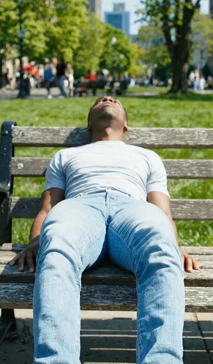 He was sleeping peacefully…. Until the alarm backfired! #funny #embarrassing #publicpark