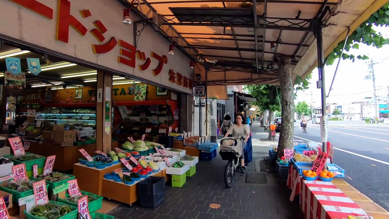 Kyoto Shichijo-dori Bike Ride: POV Cycling Through Local Shopping Street