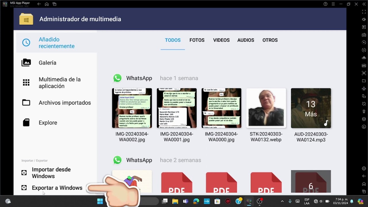 transferir archivos entre emulador y computadora MSI player y Bluestacks
