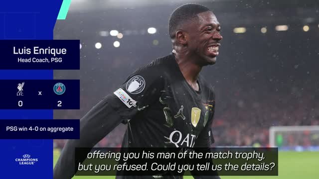 Enrique reveals joke with man of the match Dembele after win at Liverpool