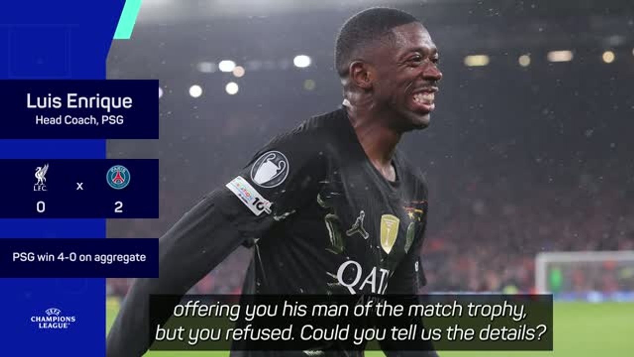 Enrique reveals joke with man of the match Dembele after win at Liverpool