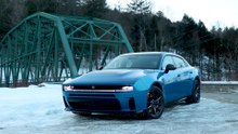 Four-door SIXPACK-powered 2026 Dodge Charger Scat Pack Winter Action Driving Video
